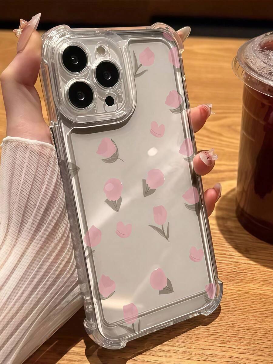 Funda de teléfono creativa con diseño de pantalla alta anti-caída y tulipán rosa transparente compatible con Apple 17 Pro Max/ 9 Pro XL/ Smart 8/ Hot 40i/Spark 20/Spark 20C/Spark Go 2024/ Moto G84/Honor X9b/1+ Ace 3V/Galaxy S25 S24Ultra S24Plus S24FE S23 S22 S21 S20 A73 A72 A70 A55 A54 A53 A52 A50 A30 A42 A35 A34 A33 A25 A24 A20 A30 A15 - transparente - Ver 1