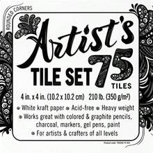 Artist's tile set: White thick 210 lb paper 17pt 4x4 inches. Pack of 75 square sheets. Heavyweight paper for tangles patterns mandalas and miniature drawings. Blank index flash note cards - Blanco - Ver 1