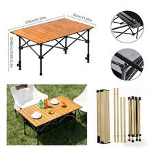 Mesa plegable de exterior tipo waffle / Mesa de picnic y camping portátil / Mesa de puesto ajustable en altura, color aleatorio - Multicolor B - Ver 6
