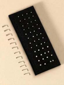 60 piezas Rhinestone Nariz Studs de Acero Inoxidable de Varios Tamaños - Blanco - Ver 1