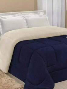 Sherpa Comforter With Blanket/Fitting Set, Queen Size, Thick, Assorted Colors, 2.40cm X 2.20cm - 藏蓝色 - 查看 1