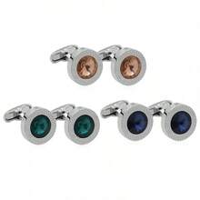 2PcsCrystal Cufflinks Men French Cuff Shirt Fashion New Wedding Groom Bridal Business Casual Dress Cuff Links Men's Jewelry Luxury Gifts - Multicolor - View 1
