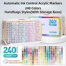 New 36/48/72/96/192/240/288 Pcs Set Vibrant Acrylic Marker Pens, Professional Free-Flowing Ink System With High Color Coverage For Black Paper, Soft Brush Tip For Smooth Writing And Coloring, Boxed With Fabric Storage Bag For Easy Carrying And Organization - Marker Pen Set - View 14