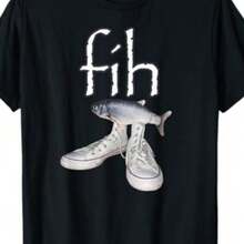 Fih Shoes Fish Funny Misspelled Fish Meme Fih Calling Humor T-Shirt - 黑色 - 查看 6