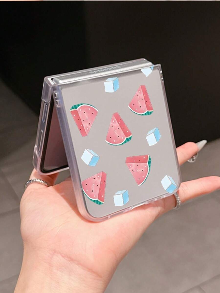 1 chiếc ốp lưng điện thoại gập đơn giản, thời trang, chất liệu PC mờ, họa tiết dưa hấu hình khối băng dễ thương, có thể bảo vệ và chống rơi vỡ. Dành cho các dòng điện thoại: Galaxy Zflip 3/Zflip 4/Zflip 5/Zflip 6/Zflip 7/ Find N3 Flip/ Razr 50 Ultra/ Razr 60 Ultra/ 60/ Lola Razr 50/ MIX Flip/ Galaxy Z Flip 7 FE - Trong sáng - Xem 1