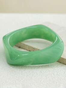 1 chiếc vòng tay cong bằng nhựa acetate họa tiết hình học, kiểu dáng mùa hè nhuộm tie-dye, không đối xứng, thời trang và đa năng dành cho nữ. - vòng đeo tay - Xem 11