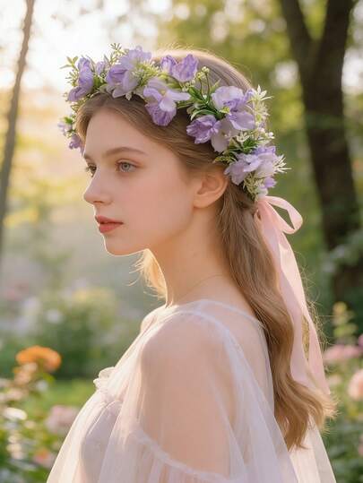 1pc European & American Style Hydrangea Flower Headband, Sweet Floral Hair Accessory For Girls