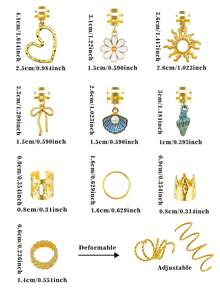50pcs Gold Hair Accessories Set, Including Hair Clips, Hair Ties, Hair Rings, Hair Pins, Suitable For Women & Men Hair Braiding - Gold - View 4