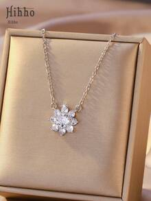 Hihho 1 pieza Collar de lujo con girasol para mujer, elegante collar gargantilla, versátil para ir al trabajo y uso casual, joyería para mujer - collar - Ver 3