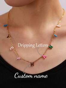 Dây chuyền chữ cái bong bóng 3D dễ thương tự thiết kế, mặt dây chuyền chữ cái in hoa A-Z tối giản hình giọt nước, trang sức thanh lịch cho sinh nhật, đám cưới, lễ đính hôn, quà tặng ngày Valentine. - Dầu nhỏ giọt phân đoạn - Xem 5