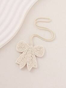 1 chiếc móc khóa túi hình nơ đính cườm thủ công, phong cách Bohemian, làm từ vải không dệt, phù hợp cho trang phục thường ngày, đi biển, du lịch của nữ, làm quà tặng Ngày của Mẹ. Hình dáng thủ công có thể có một vài khác biệt nhỏ. - trắng - Xem 3