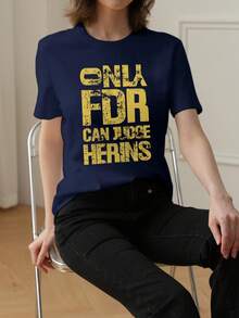 200g Pure Cotton T-Shirt 2025 Summer Ladies New Short Sleeve Pure Cotton Holiday Pattern Short Sleeve Round Neck Couple Wear Small Shirt Tops - 深藍 - 查看 3