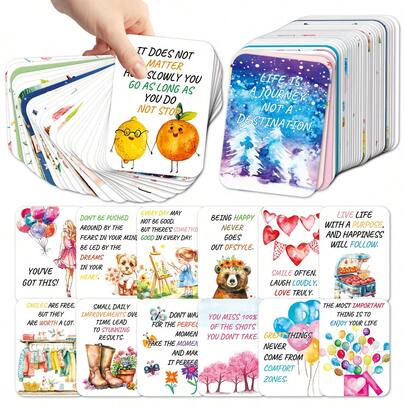 50pcs Motivational Mini Cards, Positive Affirmation Cards With Inspirational Quotes, Positive Energy Quotes Cards For Boosting Confidence And Goodwill, Gift For Women Men