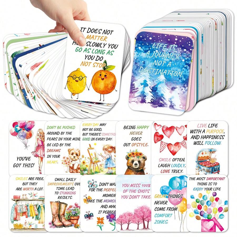 50 Kartu Mini Energi Positif dengan Kutipan Inspiratif Positif, Kartu Kutipan yang Meningkatkan Kepercayaan Diri dan Mendorong Kebaikan, Cocok Sebagai Hadiah untuk Wanita dan Pria - A - View 1