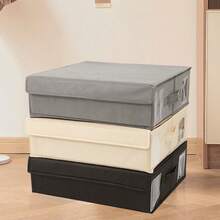 4 piezas Juego de ropa de cama con caja de almacenamiento con ventana - Caja de almacenamiento de lino plegable para sábanas, almohadas y edredón, textura gris, organización del hogar, caja de almacenamiento de ropa, caja de almacenamiento plegable, regalo de Navidad y Año Nuevo para la familia, pareja, amigos (Pueden existir algunos hilos sueltos debido al cosido a máquina, lo cual es un fenómeno normal y no afecta el uso del producto) - Multicolor - Ver 7