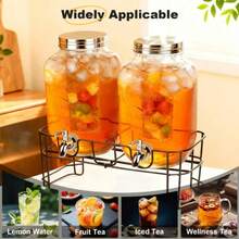 2 Packs 1 Gallon Glass Drink Dispenser With Stand, 304 Stainless Steel Faucet, Leakproof Beverage Jar Container For Party Wedding Home Outdoor Juice Water Serving - View 5