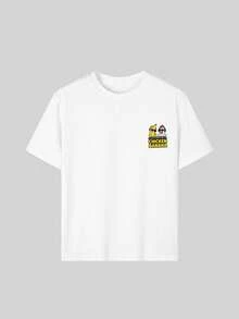 Tween Boy-Cartoon Print T-Shirt, Suitable For Boys Outdoor Sports, Boys Spring/Summer Casual Versatile Top - White - View 9