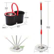 Rotary Mop And Bucket Set, Mop Bucket For Bathroom, School Bathroom, 360° Rotary Mop Bucket System, With 4 Replacement Microfiber Mop Heads And A 47-Inch Adjustable Handle, Used For Floor Cleaning, Bucket-Style Floor Cleaning Tool - Bộ Khaki nâng cấp kèm 4 cây lau nhà. - Xem 5