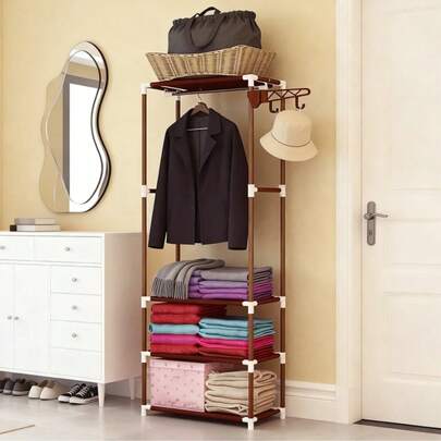 Cabideiro de chão para quarto em cores aleatórias / Cabideiro multifuncional para pendurar roupas e guardar objetos / Cabideiro minimalista para roupas / Cabideiro moderno / Cabideiro de chão para casa / Organizador de quarto