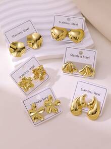 优雅奢华的油压耳环套装，采用优质不锈钢制成，适合日常佩戴、婚礼、派对、度假以及母亲节礼物。 - 新耳環 - 查看 3