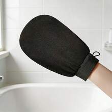 1 đôi găng tay tẩy tế bào chết hai mặt - Làm sạch sâu, loại bỏ đốm nâu do nắng & găng tay massage tẩy tế bào chết cho cơ thể và mặt, găng tay tẩy tế bào chết kiểu áo choàng tắm, găng tay tẩy tế bào chết toàn thân, ILMO - đen - Xem 1