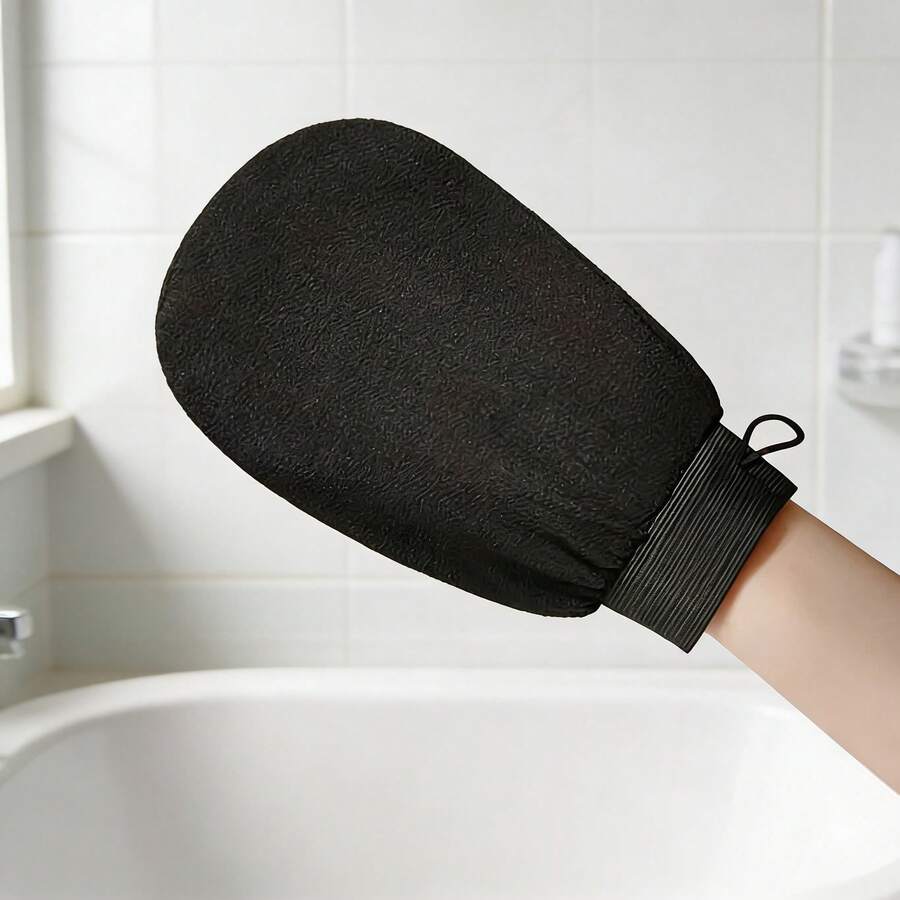 1 đôi găng tay tẩy tế bào chết hai mặt - Làm sạch sâu, loại bỏ đốm nâu do nắng & găng tay massage tẩy tế bào chết cho cơ thể và mặt, găng tay tẩy tế bào chết kiểu áo choàng tắm, găng tay tẩy tế bào chết toàn thân, ILMO - đen - Xem 1