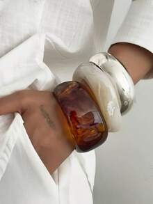 Bộ 3 chiếc vòng tay nhựa trong suốt bất đối xứng, đa năng cho kỳ nghỉ hè, cá nhân hóa theo sở thích. - Nhiều màu - Xem 4