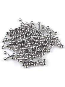 10pcs Hip Hop Style Stainless Steel Stud Earrings With Small Balls, Men's Ear Cartilage Piercing - Silver - View 6