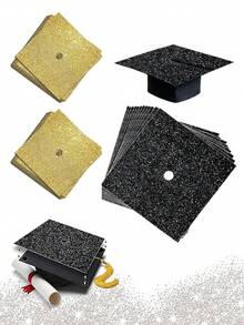 9/3pcs Graduation Cap DIY Glitter Paper Decoration Set, Graduation Cap DIY Decoration Materials, Graduation Photo Prop, Back To School Graduation Cap Decor, Creative DIY Decor For Graduation Gown, DIY Craft Materials For Graduation Party, Graduation Ceremony Small Gift - View 7