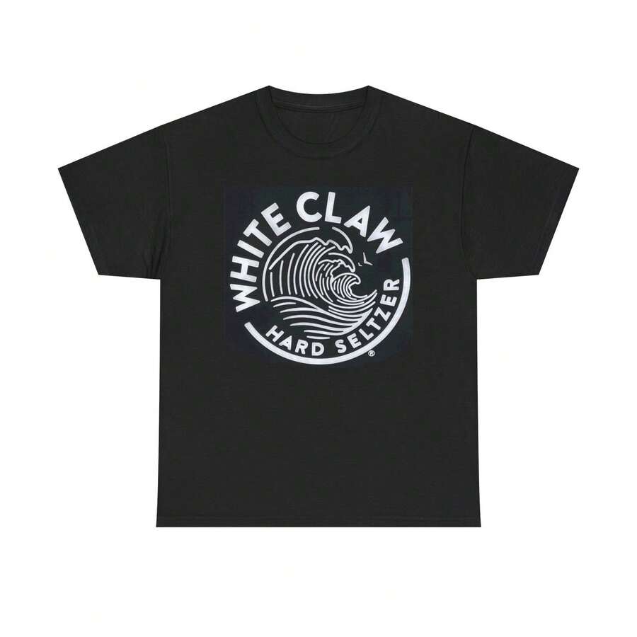 Camiseta gráfica White Claw, de algodón pesado unisex, de ajuste casual y holgado, adecuada para uso diario - Negro - Ver 1