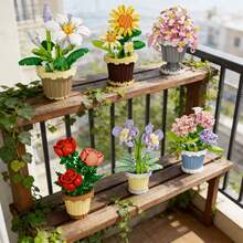 Miniature Building Block Flower Pot, Desktop Healing Decor, Handmade Assembly Educational Toy, Exquisite 3D Floral Design, Children's Enlightenment, Living Room Desk Office Desk Decoration, Detailed Flower Shape Restoration, Best Friend Birthday Gift, Home Atmosphere Goodies, Hands-On Assembly Unlock Floral Art Fun - Multicolor - View 8