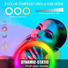 1pc Professional 10-Inch RGB Ring Light Set - Adjustable 38 Colors, Equipped With Sturdy Tripod And Phone Holder, Color Modes, Suitable For Selfie Ring Light, Video, Selfie, Makeup Applications And Other Scenes. Perfect For Photography, Video Recording, Live Streaming And Video Conferencing. - A - View 7