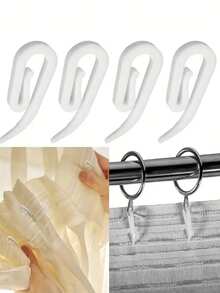 30pcs White Plastic Curtain Hooks, Size 0.47*1.14 Inches, Suitable For Lace, Transparent And Lightweight Curtain Fabrics, Classic Design, Essential DIY Curtain Accessory - View 2