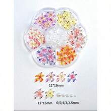 1 Box Y2K Leopard Print Colorful Flower Nail Art Decorations, 3D Polka Dot Flowers, ABS Faux Pearl, Suitable For Valentine's Day Party Nail Art Decor, DIY Nail Supplies, Nail Gems Nails - 彩色 - 查看 3