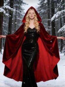 Unisex Party Performance Hooded Cloak, Velvet Fabric, Suitable For Various Festivals, Christmas Costumes, Cosplay And Halloween Costumes - Multicolor - View 4