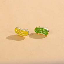 泡菜耳环珐琅日常饰品耳钉送给朋友的礼物时尚精致 - 彩色 - 查看 4
