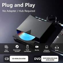 Portable 7-In-1 External CD DVD Drive USB 3.0 Type-C CD/DVD Burner Reader Writer With USB Hub SD TF Card Reader Compatible With Laptop PC Windows Linux Operating Systems - View 8