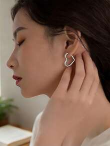 5 đôi bông tai móc cài bằng thép không gỉ mạ vàng hình dáng bất thường bán chạy nhất - Bạc - Xem 6