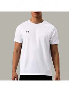 Under Armour 男女通用T恤，2026夏季新款足球运动T恤，训练跑步健身透气圆领短袖T恤 25500512-100 - 白色 - 查看 1