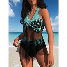 Summer Vibrant Two-Piece Swimsuit Collection | High-Waisted Tummy Control, Print/Color Block/Ruffle, Vacation Style Swimwear Set - TD-C2556-01 - Xem 1