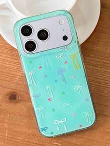 可爱简约粉色蝴蝶结波点手机壳,适用于 17 Pro Max、17 Pro、17 Air、17、16、15、14、13、12、11 Pro Max Plus,柔软保护后盖,女孩礼物 - 碧綠蝴蝶結 - 查看 6