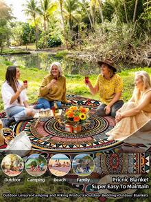 1 pieza Nuevo tapete de playa/picnic impreso digitalmente, a prueba de agua y arena, con un patrón de moda y fresco, adecuado para acampar al aire libre y picnics - A - Ver 2