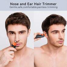 电动鼻毛修剪器，耳部、面部及眉毛清洁修整器，男女通用家用鼻毛去除工具套装 - 橘色 - 查看 3