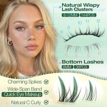 Natural Lash Clusters 8-12MM Eyelash Clusters Short Cluster Lashes With Bottom Lashes Manga Individual Lashes C Curly DIY Clear Band Lash Extension Bond And Seal Tweezers By - Cụm từ ngắn C-Manga - Xem 5