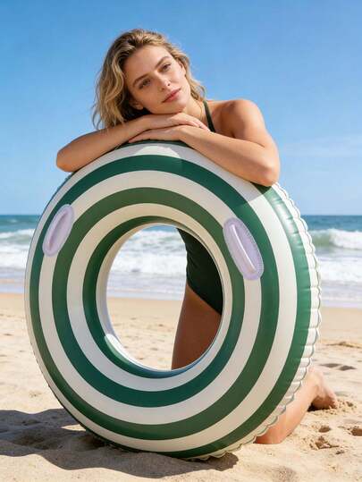 1pc 120cm Fashion PVC Inflatable Swimming Ring, Durable Adult Swimming Ring, Summer Beach Pool Party Vacation Water Sports Accessory