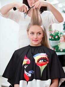 1pc Professional Hairstylist Exclusive Fashion Haircutting Cape, New Design For Women, Waterproof Adjustable Hair Salon Apron (Gift For Her/Him/Romantic/Couple/Valentine's Day/Back To School/Travel Essential/Women's Hair Accessories/Comb/Hairstyling Tools/Hairdryer/Hair/Hairstylist/Salon Products/Hairdryer/Hair/Accessories/Salon Products/Hairstyling Tools) - Multicolor - View 2