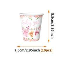 Bộ bát đĩa, khăn ăn và cốc dùng một lần chủ đề em bé màu hồng, phục vụ 10 người, thích hợp cho sinh nhật, đám cưới, tiệc tùng, dã ngoại gia đình. - Xem 10