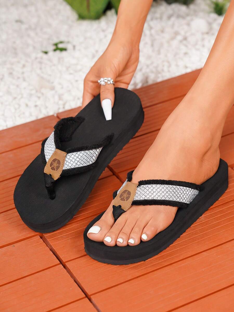女士流苏人字拖，时尚休闲舒适度假拖鞋，优雅大方