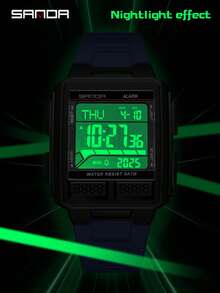 SANDA. SANDA 2212 青少年运动电子表，5ATM 防水，夜光，倒计时，秒表，闹钟，3D 表壳 - 藍色 - 查看 6