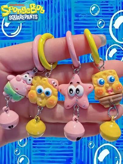 SpongeBob SquarePants 1pc/3pcs Official Licensed Keychain. Includes Patrick, Squidward, Mr. Krabs, Sandy And Gary. Cute Character Fun Keychains With Lively Little Bells, Suitable For Party Favors, Couples' Backpack Decor, Holiday Gifts, Birthday Gifts, Student Gifts, Ladies' Souvenirs And Decorations. Adorable Aesthetic Car Key Chain Accessories. Random Styles.